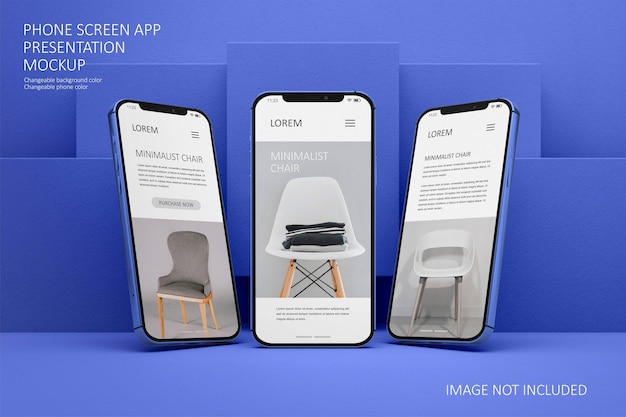 Phone screen app presentation mockup