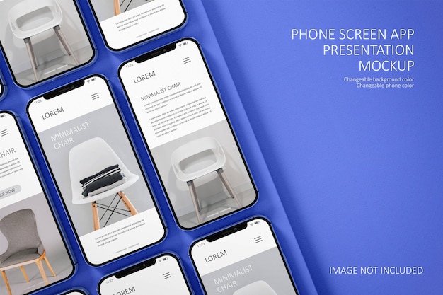 PSD mockup di presentazione dell'app per lo schermo del telefono