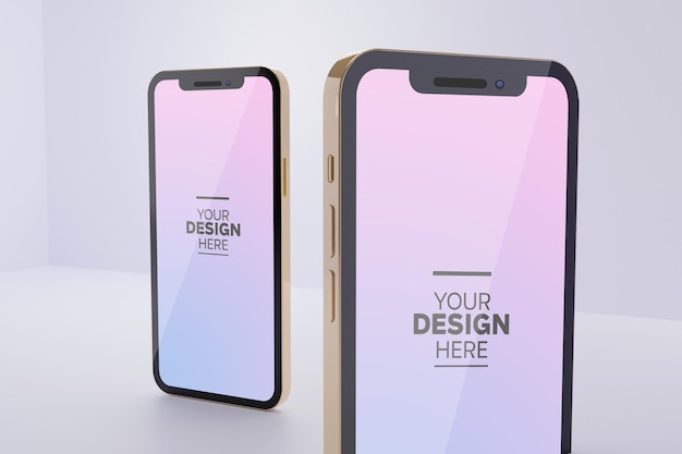 Schermo del telefono in mockup di diverse angolazioni