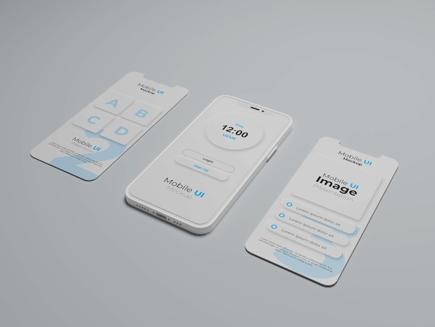 PSD phone and screen ui ux app presentation mockup