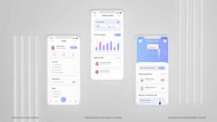 PSD phone screens ui ux app design mockup