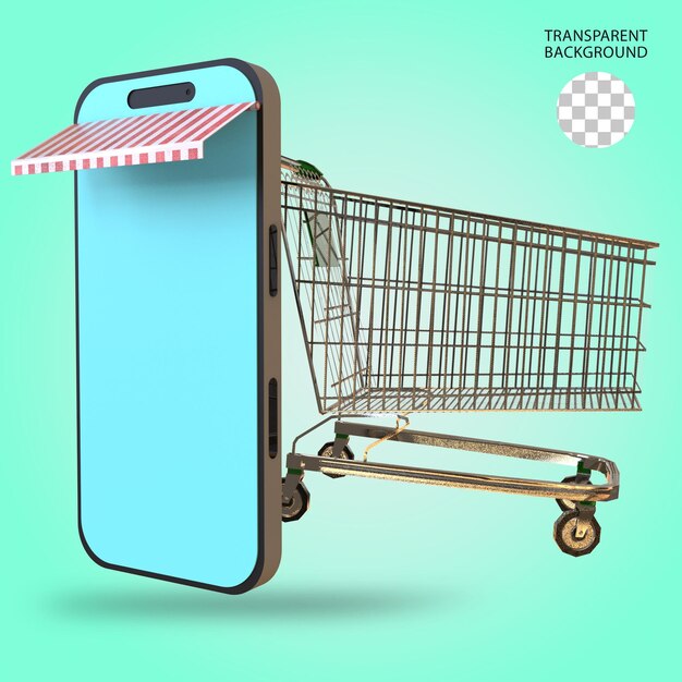 PSD phone shopping app isolated 3d rendered illustration