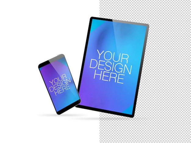 Mockup di telefono e tablet isolato