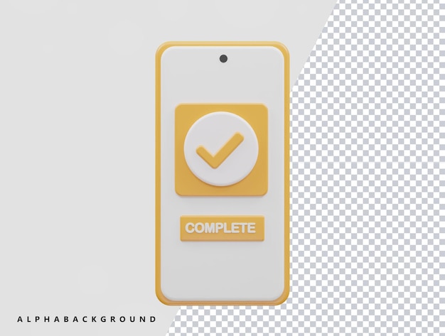 Rendering 3d dell'icona verificata del telefono