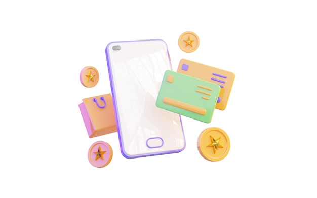 PSD a phone with a credit card and a gold star on it.