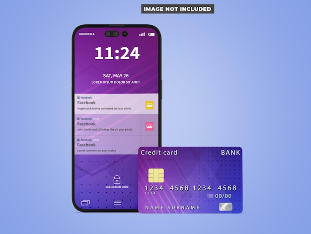 Telefono con carta di credito mockup