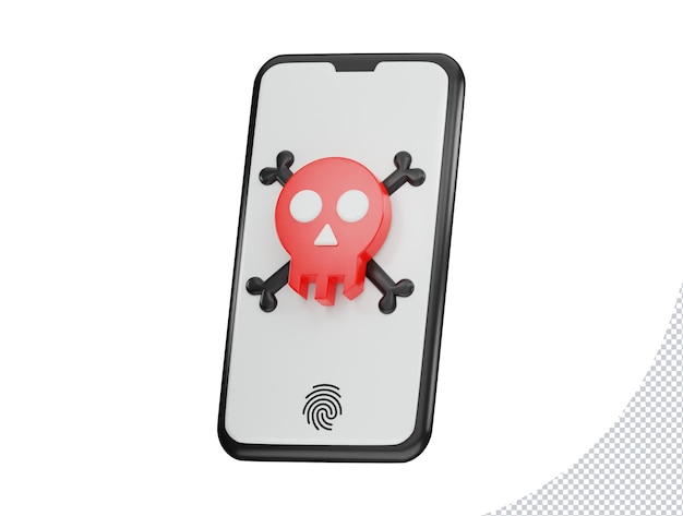 PSD phone with danger security icon 3d rendering vector illustration