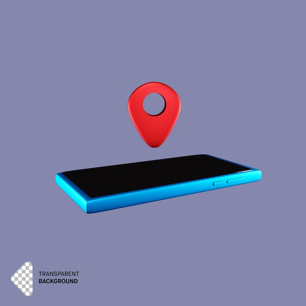 3d 렌더링 디자인에 gps 로그인이 있는 전화.