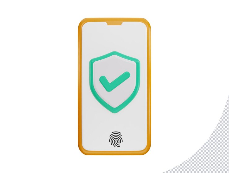 PSD phone with a green verified icon 3d rendering vector illustration