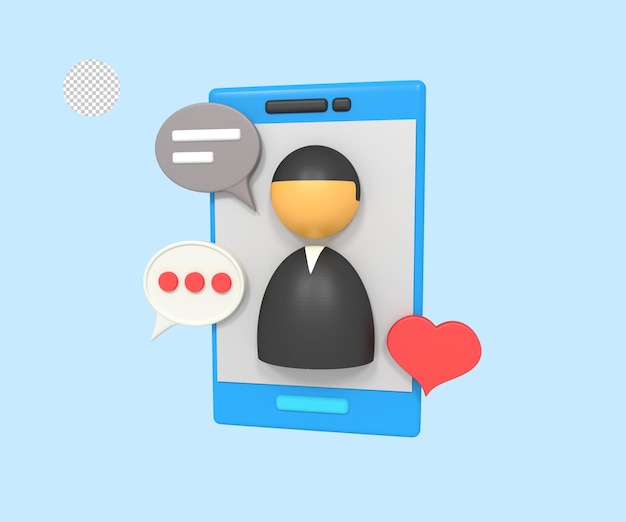 a phone with a heart and a person on it.