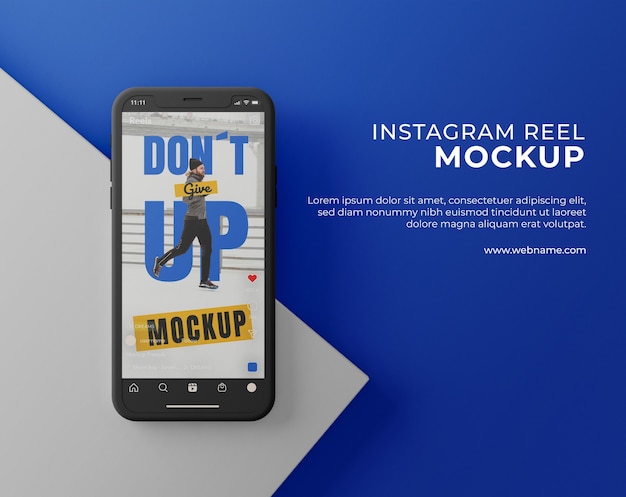 PSD telefono con mockup di bobina instagram