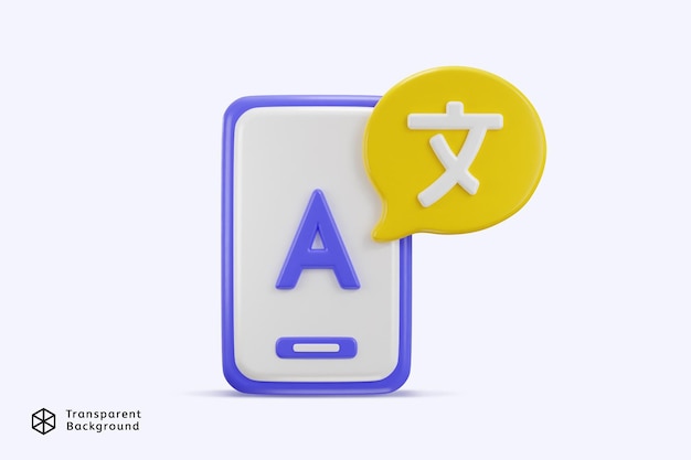 Phone with language translator symbol of user communication language icon 3d rendering illustration