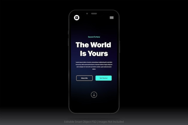 PSD a phone with the word the world is yours on the screen