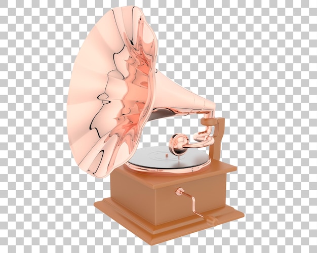 Phonograph on transparent background 3d rendering illustration
