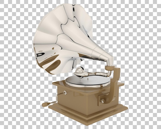 Phonograph on transparent background 3d rendering illustration