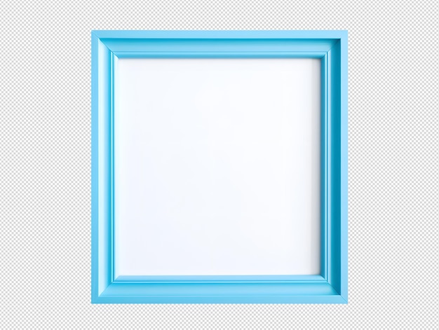 Photo of blank frame for picture or image with blue border without background template for mockup