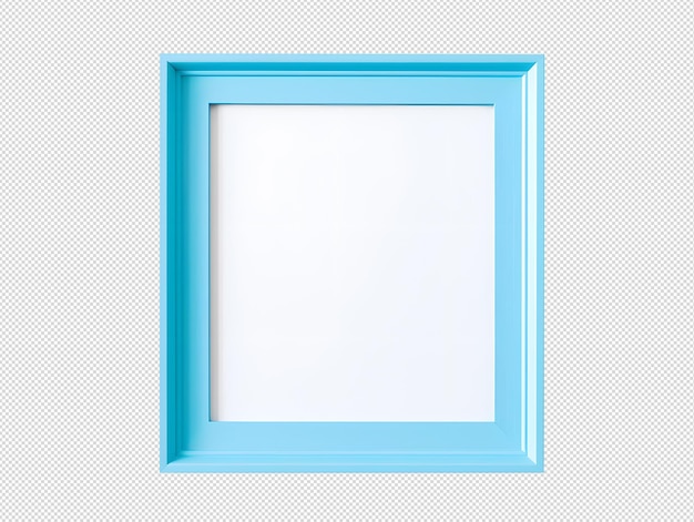 PSD photo of blank frame for picture or image with blue border without background template for mockup