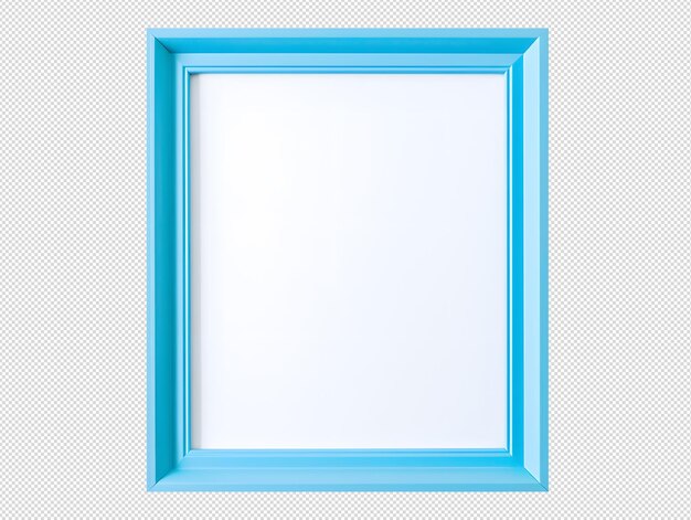PSD photo of blank frame for picture or image with blue border without background template for mockup