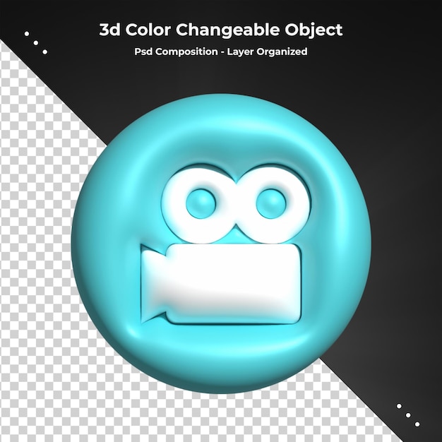 Photo camera with with lens and button.3d rendering icon cartoon minimal style