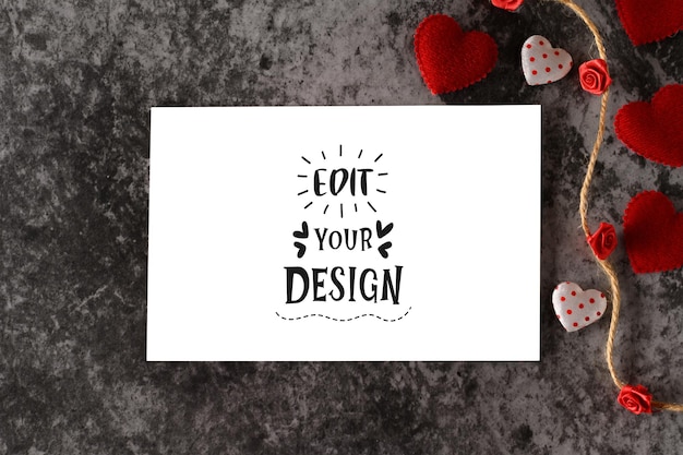 PSD photo of card with place for writing message for lover