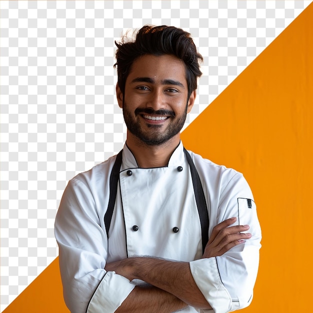 PSD photo of a chef smiling on transparent background