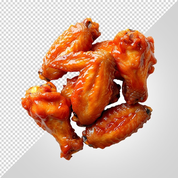 PSD a photo of a chicken wings with a red sauce on it