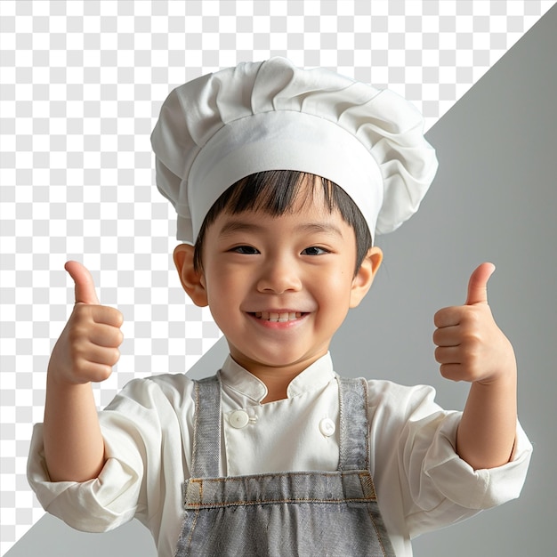 Photo of a child chef smiling on transparent background