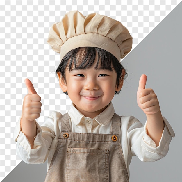 PSD photo of a child chef smiling on transparent background