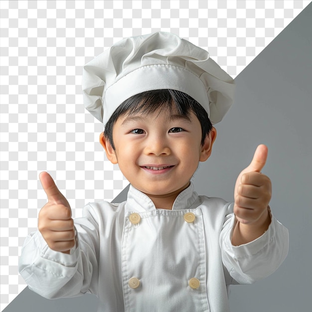 Photo of a child chef smiling on transparent background