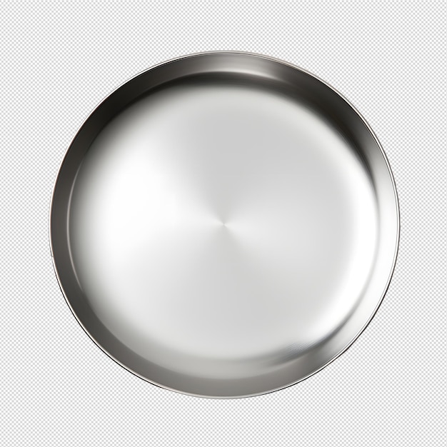 PSD photo of chrome frying pan from above without background