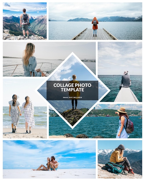 PSD photo collage design and photo collage frame effect mockup