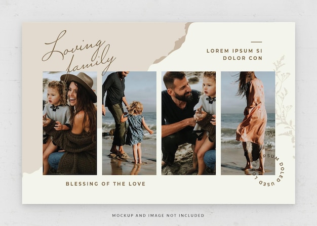 Photo collage flyer template in psd warm tone style