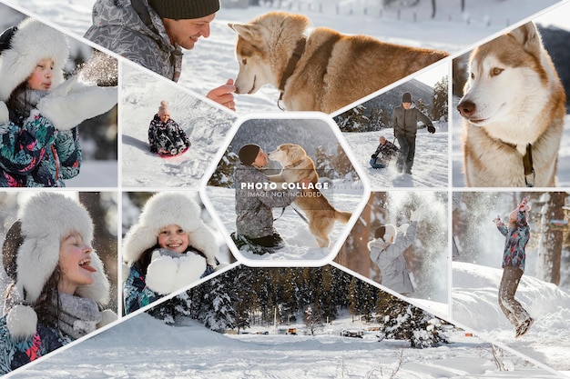 写真のコラージュフレーム効果のモックアップ