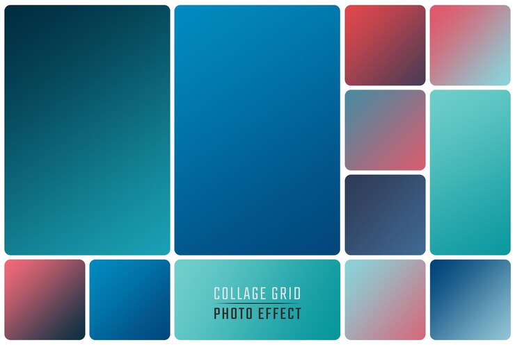 PSD photo collage frame grid effect mockup
