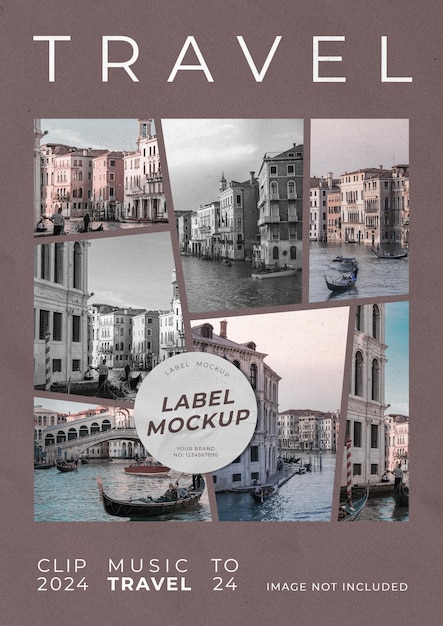 Photo Collage Mockup For Travel Banner or Poster