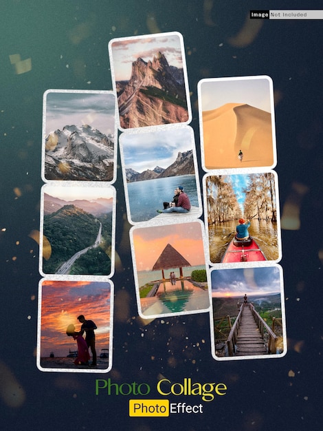 Photo Collage Photoshop Editable Mockup Template