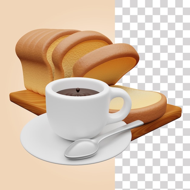 PSD a photo of a cup of coffee and bread