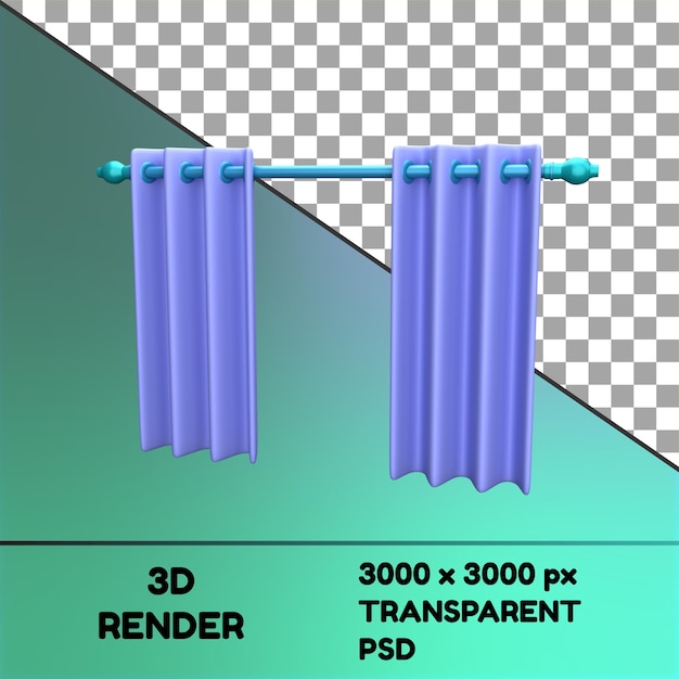 A photo of a curtain that says 3d render.