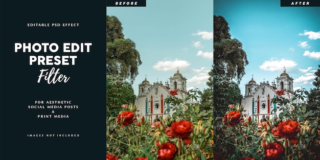 Photo edit preset filter for church photography