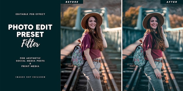 Photo edit preset filter for fashion brand website banner