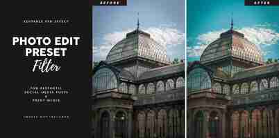 PSD photo edit preset filter for travel banner design