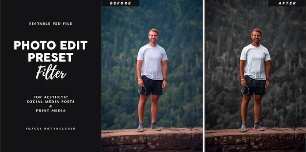 Photo edit preset filter for trekking adventure travel pictures