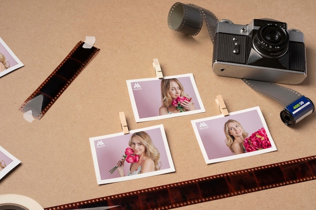 PSD photo film frame design mockup