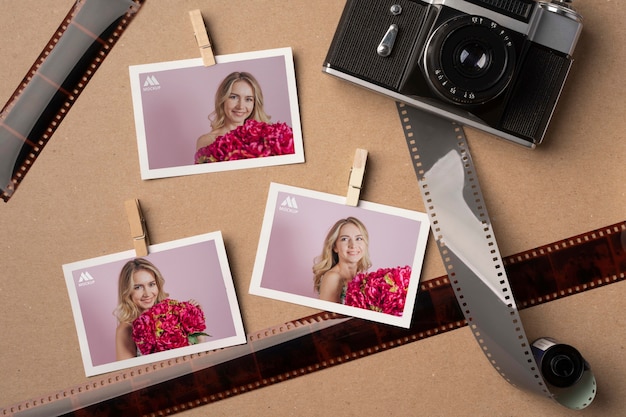 Mockup di design per cornici per pellicole fotografiche