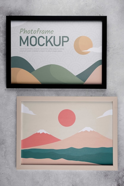 PSD photo frame design mockup