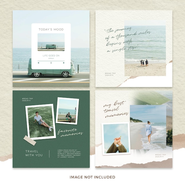 Photo frame instagram post set psd