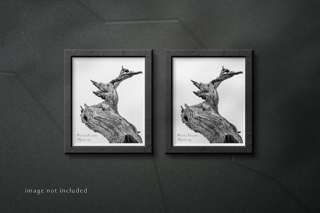 Photo frame mockup dark wall background