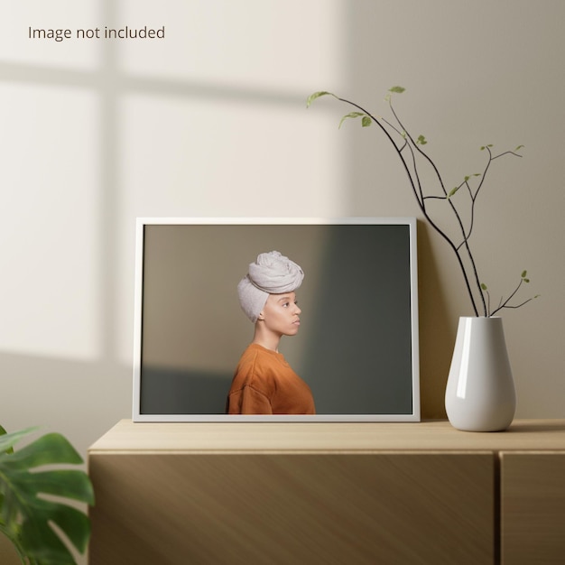 PSD photo frame mockup landscape front view