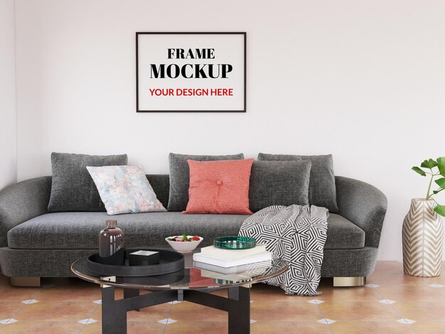 Photo Frame Mockup in the Modern Living Room