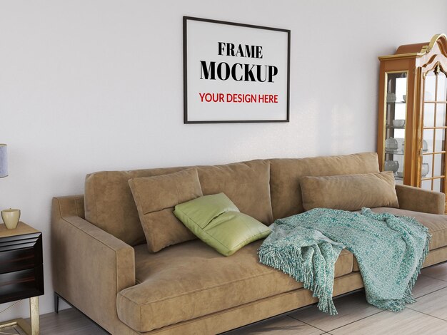 Photo frame mockup nel soggiorno moderno